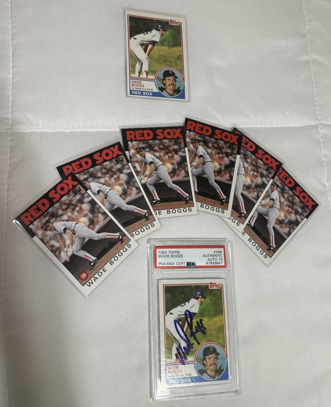 Wade Boggs Topps card lot with rookie auto