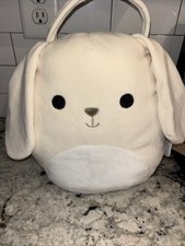 Squishmallows Valentina Bunny Easter Basket Plush Bag Cream White