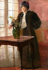 French Oil Painting Portrait Woman Melancholy Belle Period 1900 Flat Paris Inner