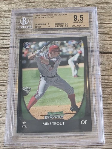2011 BOWMAN CHROME DRAFT #101 MIKE TROUT RC BGS 9.5 True Gem Rookie Card READ