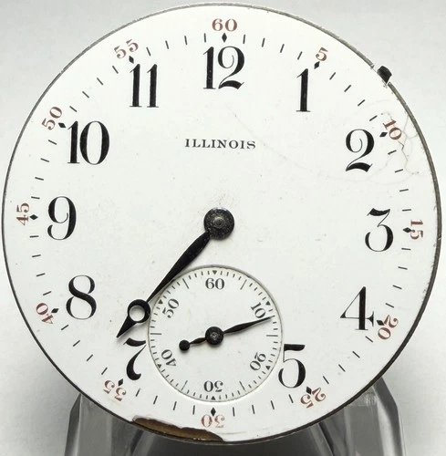 Antique 1908 Illinois Grade 172 Pocket Watch Movement Dial 16s 11j Parts repair