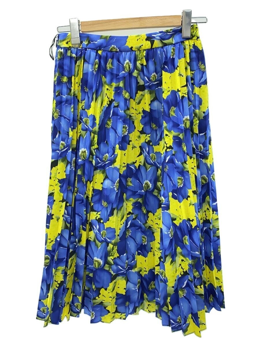 BALENCIAGA Flower Print Pleated Skirt, Size 36, Polyester, Blue, Floral Print, 4 thumbnail 2