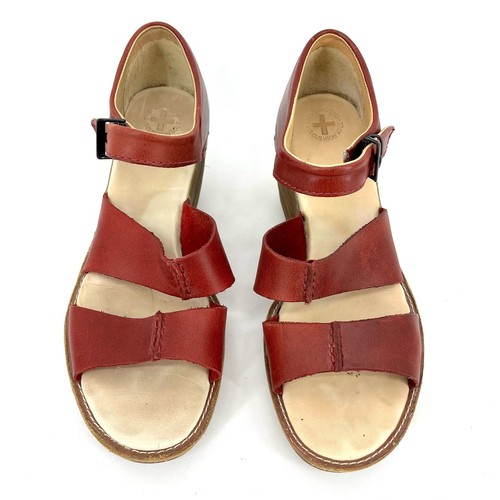Dr Martens Sandale zwei Riemen offene Zehenpartie rot Keilabsatz Leder (5) - Bild 3 von 10