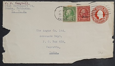 #ad #ad z USA 292 USA 1929 part of cover sent from J. W. Campbell in OmahaNebraska USA GBP 1.31