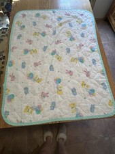 Vintage Baby Blanket with Bears, Cats, Bunnies and Balloons Handmade Quilt