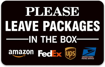 Leave Packages Here Sign Sticker, Self-Adhesive for Door, Outdoor Use (11.6'' X 7