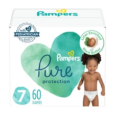 Pampers Pure Protection Diapers Size 7, 60ct Shea Butter Liner Premium Cotton