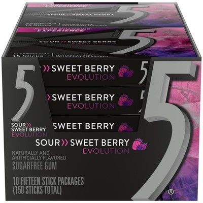 5 GUM Evolution Sour to Sweet Berry Flavor 1 Count (Pack of 10), Pink