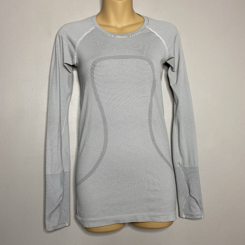 Lululemon Swiftly Sweat Life Crushed the Distance Long Sleeve Striped Top Size 4