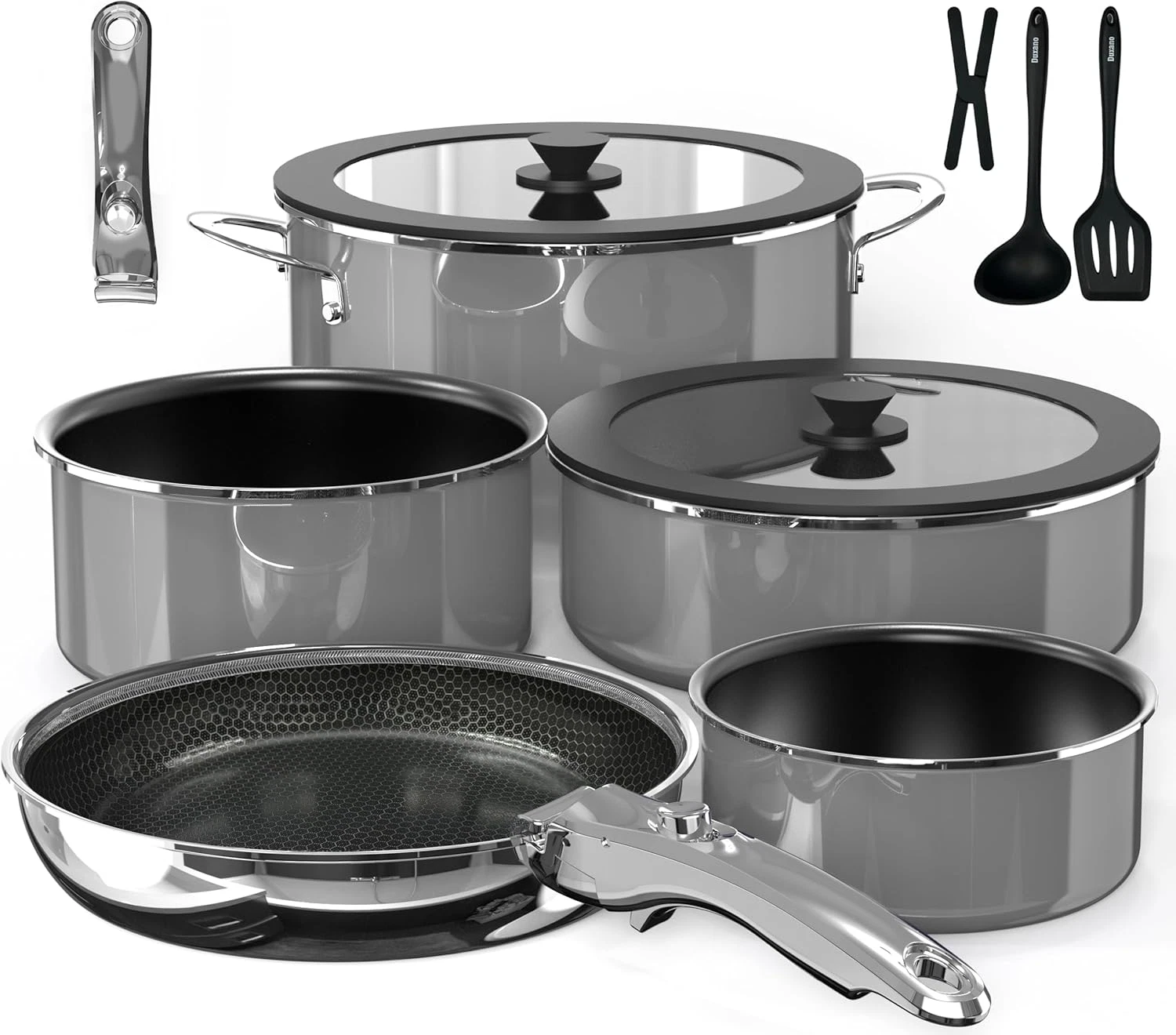 12PC Nonstick Cookware Set with Hybrid Stainless Steel Skillet, Dishwasher Safe
Opens in a new windo