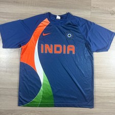 VTG Nike Dri Fit India National Cricket Team Blue Orange Short Slv Jersey Sz 2X