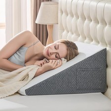 Wedge Pillow for Sleeping - 12 Inch Bed Wedge for Headboard Triangle Pillow, Mem