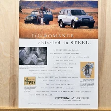 1994 Toyota Land Cruiser 4x4 SUV Vintage Print Ad Romance In Steel Auto Advert 