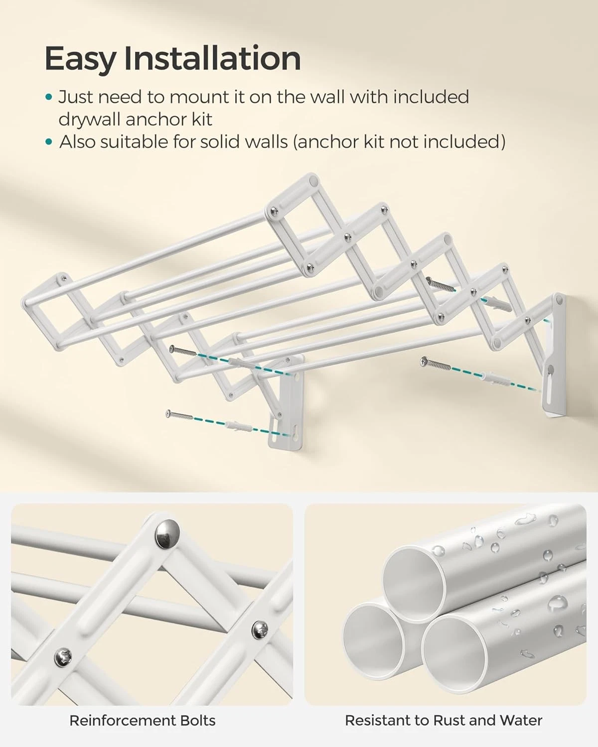SONGMICS Wall-Mounted Accordion Drying Rack - Thumbnail 5