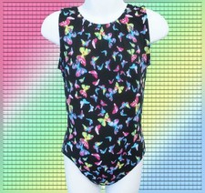 Gymnastics Leotard Girls sz CS Child 6 Butterflies Black Pink turq New Bounce