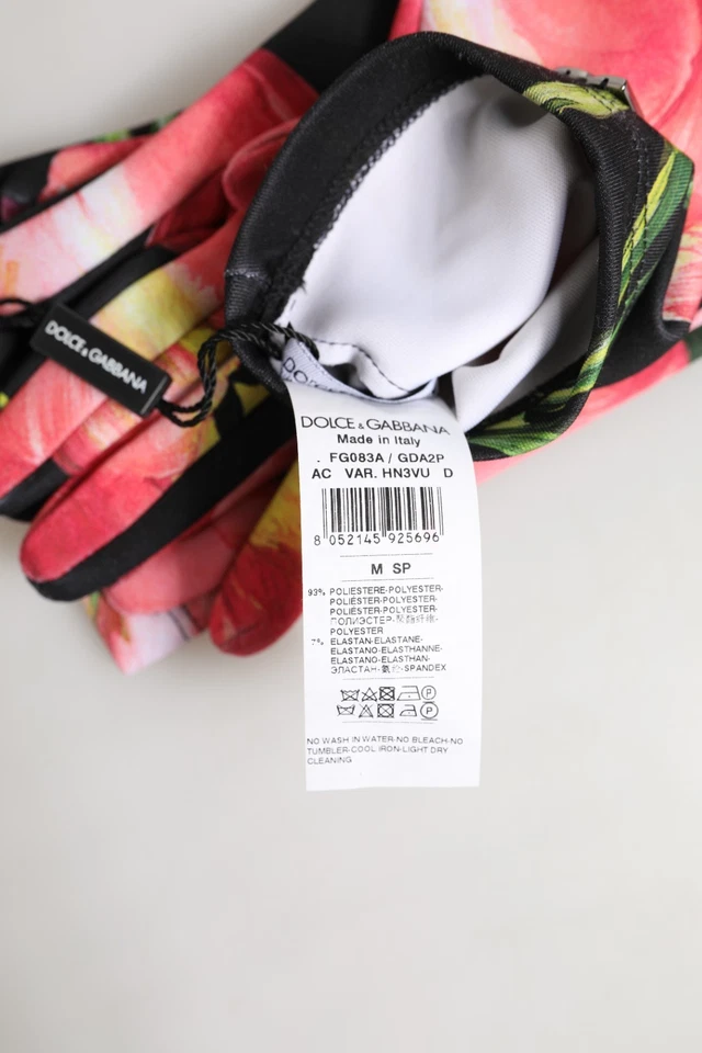 DOLCE & GABBANA Gloves Multicolor Flower Elbow Length Mitten 7.5 / M RRP 750usd - Image 3 of 4