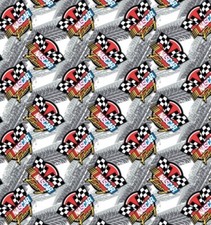NASCAR Racing Tire Tracks Logo 100 Cotton Fabric 29" Long x 44" Wide