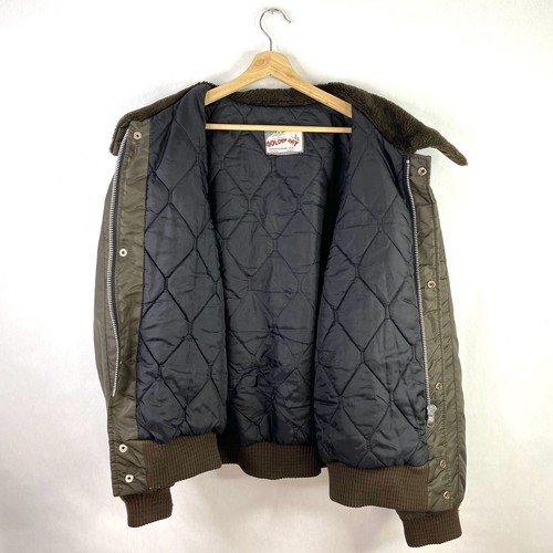 VTG 80s Golden Bay Sportswear Quilted Aviation Satin Jacket Shearling Brown 2XL - Picture 9 of 12