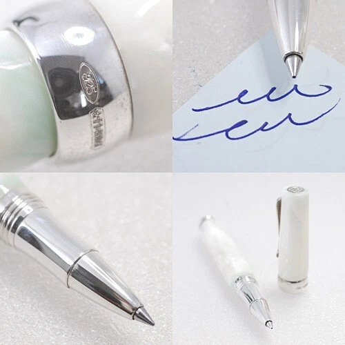 Tapa a base de agua Montegrappa Micra blanca Rollerball SV925 de plata de ley Foto 4 de 4