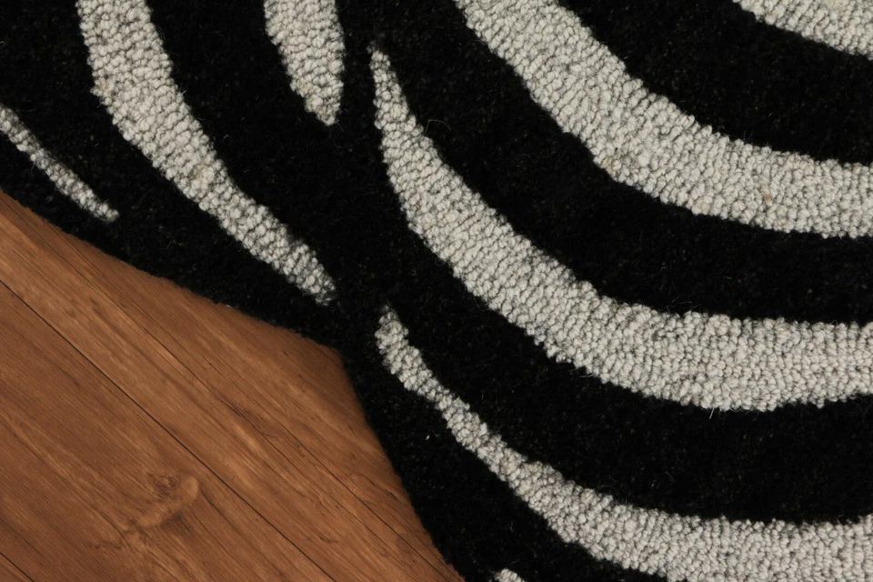 Nuevas alfombras ópticas anchas estilo corredor 3'0''x6'0'' ft hechas a mano acolchadas 100 % lana Foto 4 de 4