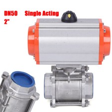2" Pneumatic Air Actuated Ball Valve Single Acting Spring Return Stainless Steel