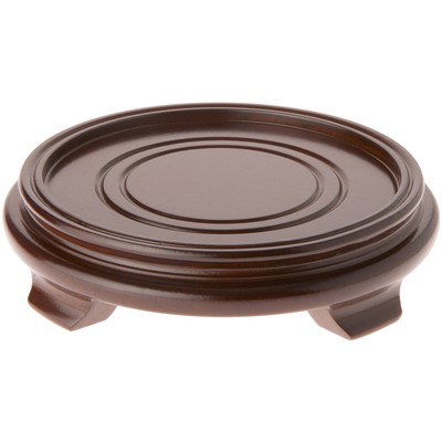 Plymor Walnut Round Wood Footed Base, 7.25'' W x 1.75'' H (6'' Display Dia), 3 Pack