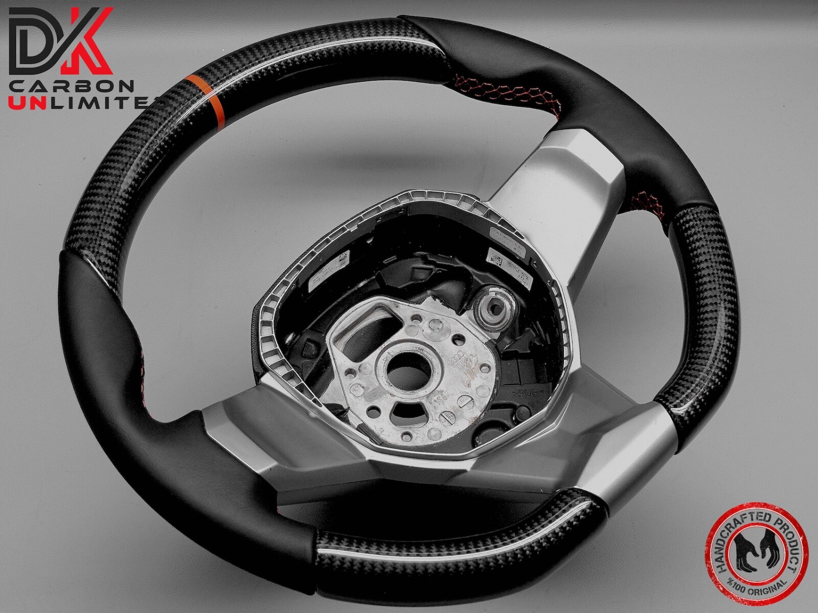 Lamborghini Aventador LP700 SVJ63 Sian Napa Orange Ring Carbon Steering Wheel v4