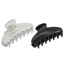Parcelona French Basic Medium 3 1/2" Celluloid Jaw Hair Claws for Women 2 Pcs 