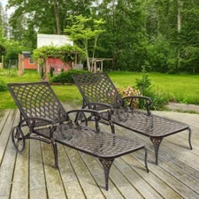 2 Pcs Adjustable Pool Chaise Lounge Chair Outdoor Patio Furniture Pool Chairs US