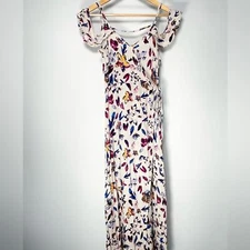 Butterfly Floral Wrap Maxi Dress Cutout Cold Shoulder Fairy Cottagecore Coquette