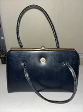 Strawbridge & Clothier Vintage Purse Leather Clutch Black Made in Canada    AA