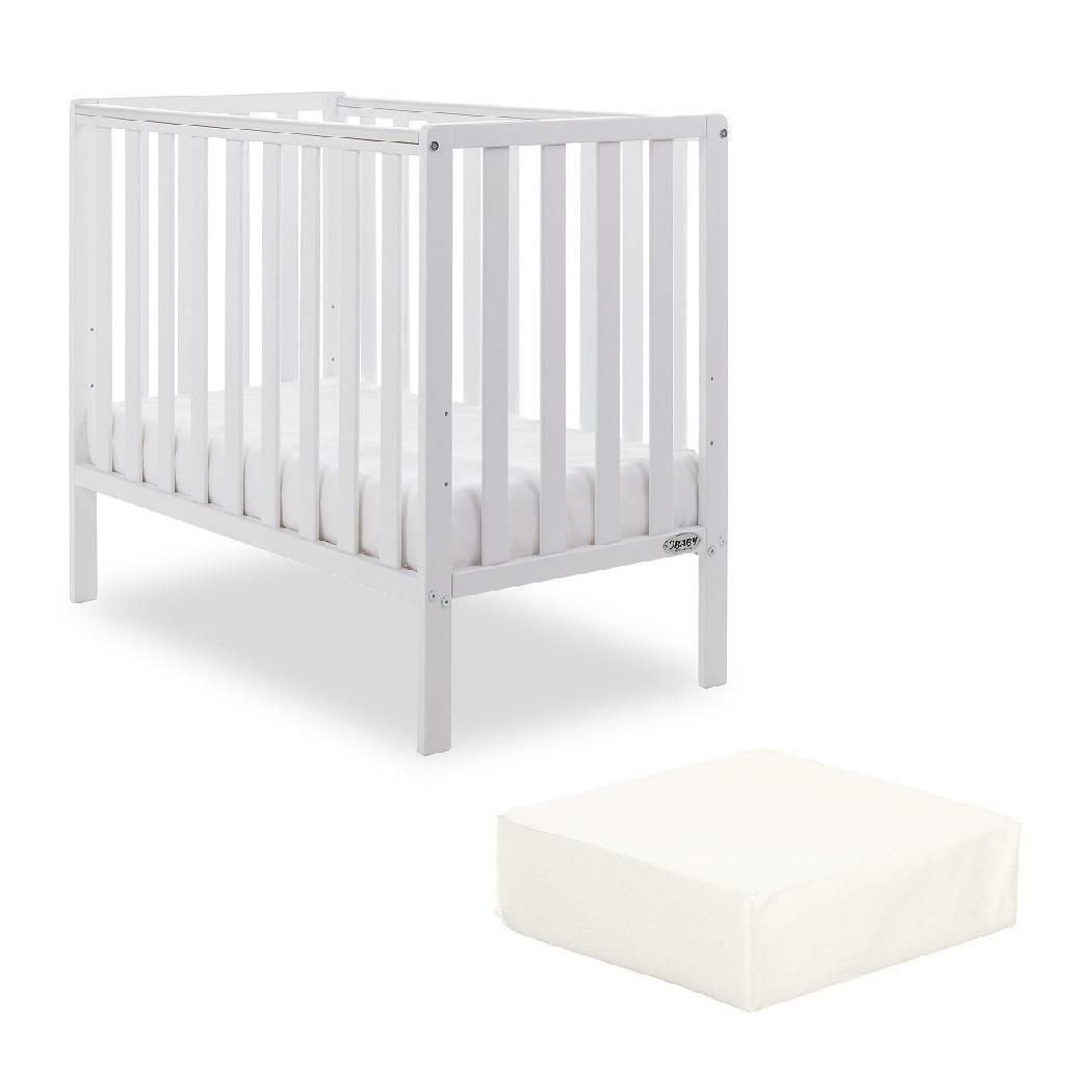 Obaby Bantam Space Saver Cot, White 14 Obaby Bantam Space Saver Cot - White + FIBRE Mattress SPACE SAVER NEWBORN COT