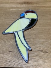 Stained Glass Yellow Parrot Bird Suncatcher 9"x5.5"