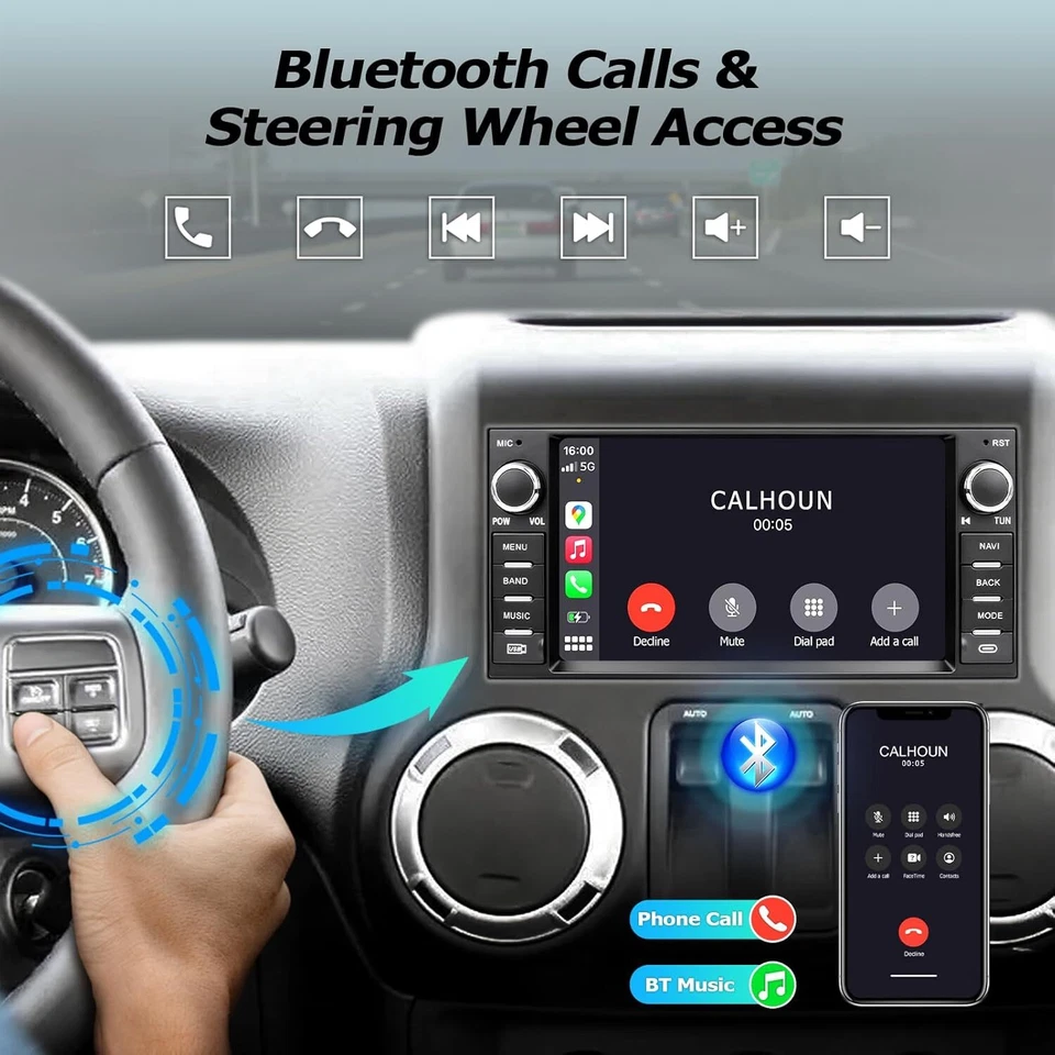 Radio GPS BT para Jeep Wrangler JK 2007-2018 con cámara estéreo para automóvil Android CarPlay Foto 4 de 4