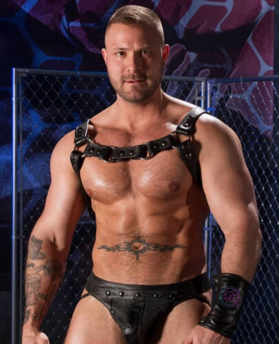 Men Leather Fetish Gay Body Harness Chest Armor Adjustable Button Strap.. - Picture 1 of 2