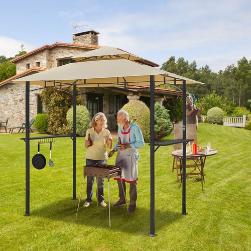 8' x 5' Grill Gazebo Grill Canopy 2 Tier BBQ Gazebo Shelter for Patio Backyard - Picture 8 of 38