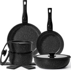 15Pcs Non Stick Pots & Pans Set, Cookware Sets with Detachable Handle in Black
