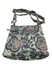 Vera Bradley Hipster Crossbody Purse Shoulder Bag Tote Fan Flowers Mint Green
