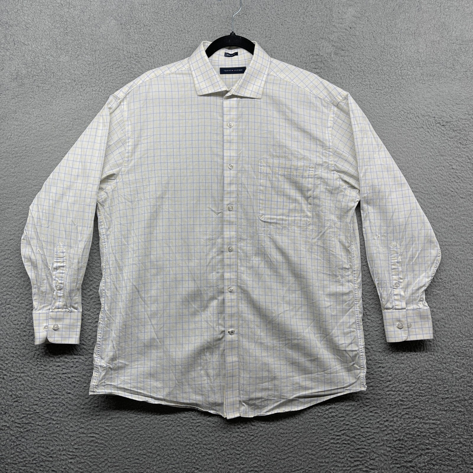 Tommy Hilfiger Mens Button Down Shirt Multicolor Check Long Sleeve Collar Size L