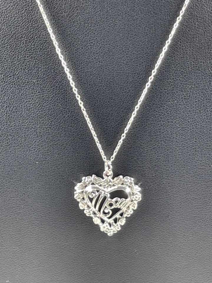 COLAR CORAÇÃO MÃE PRATA ESTERLINA 925 JEZLAINE 18" FLORAL LOVE 100 - Imagem 2 de 4