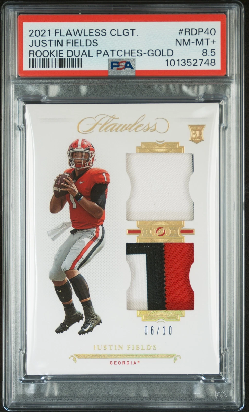 Justin Fields Panini Flawless Collegiate Rookie Dual Patches #RDP40 Gold