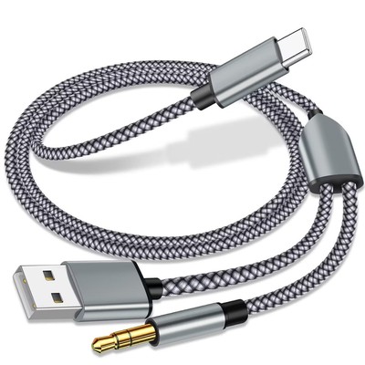 USB C to 3.5mm Aux Audio Cable with Charging, 2 in 1 USB C to 3.5mm Car Stere...