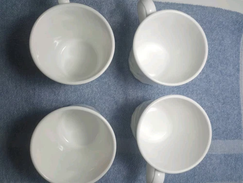 Vintage Corning White Swirl Coffee Cups USA Microwave Safe Set Of 4