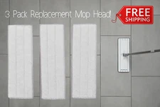 Clean Sweep Microfiber Cleaner Mop Broom Wooden Floor Replacement Refills 3 Pack