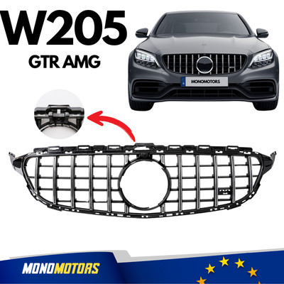 GT R AMG STYLE FRONT GRILL FOR MERCEDES-BENZ W205 C-CLASS 2014-2018 WITH CAMERA
