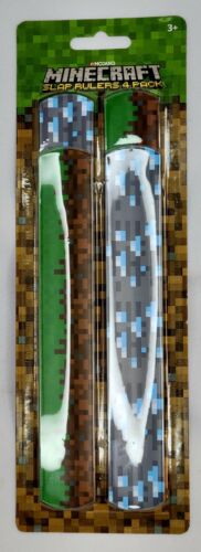 Minecraft Slap Rulers Bracelets - Birthday Party Bag Filler Favors 4-Pack Mojang