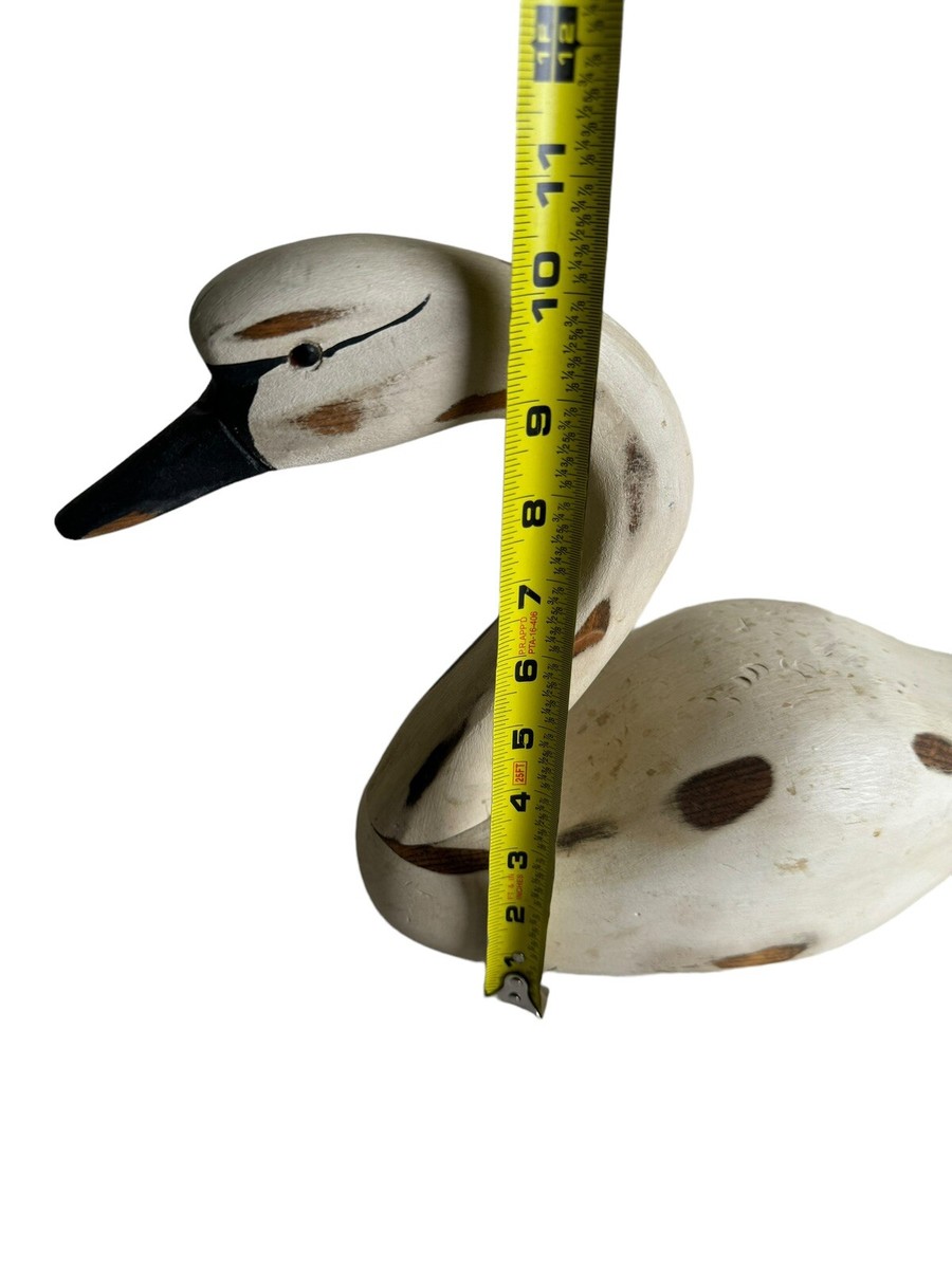 VINTAGE JJ DECOY SWAN/GOOSE DECOY SOLID WOOD HAND CARVED ARTIST