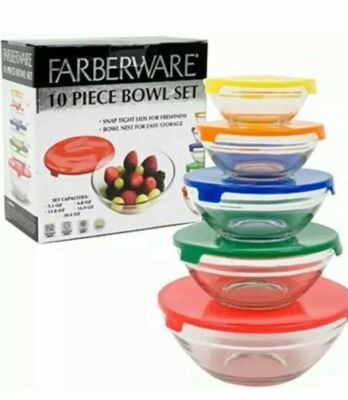 FARBERWARE Set 3 Ciotole Coperchio a Scatto Plastica Conservazione Mix
