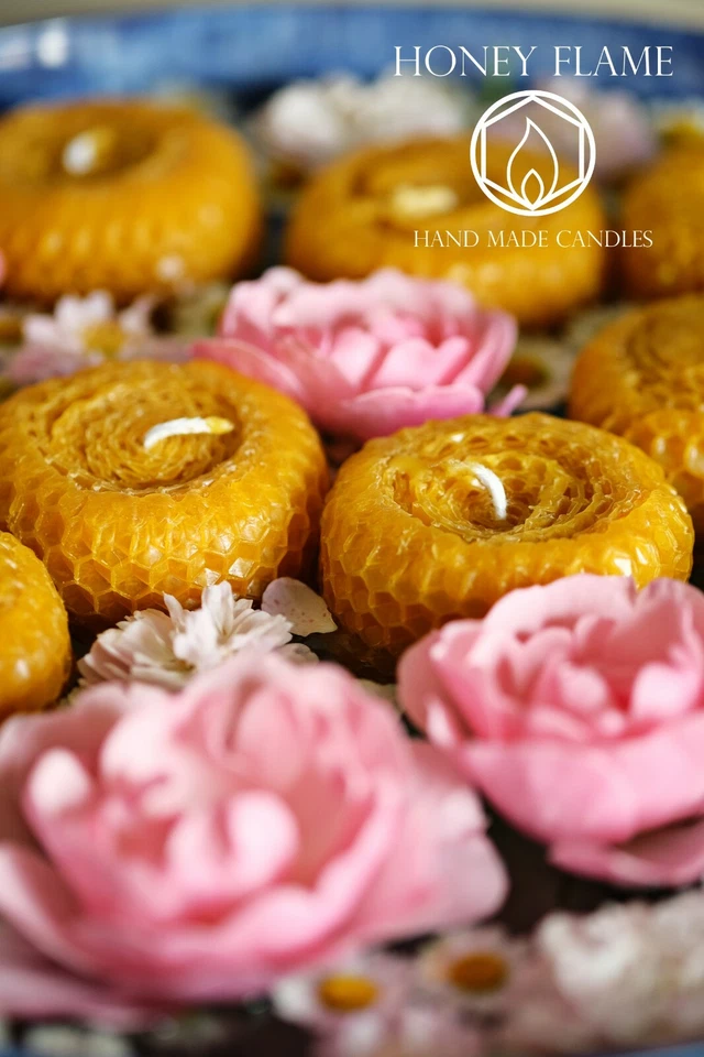 15 x Large FLOATING 100% BEESWAX Tea Light Candles ~ 3cm x 5cm ~Eco-friendly - Image 4 of 4