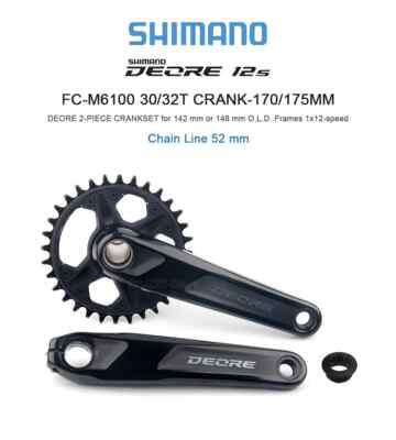 SHIMANO DEORE 12S M6100 170/175MM MTB Bike Crankset 30/32T